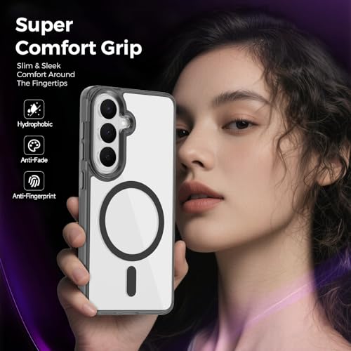 Lunivop for Samsung Galaxy s26 Case Hard [Compatible with Magsafe Wireless Charging] Yellowing Resistant Magnetic Cover Clear para S 26 6.3 '' 5G 2026 Rugged Best Phone Cases Black - color: Black, size: Compatible with Samsung Galaxy S26