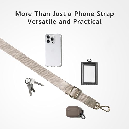 EKAX-Adjustable Anti-Theft Phone Lanyard Crossbody and Neck Strap with 2 Tether Tabs, Hands-Free Strap for Wallet, Keys, - color: Grey&black