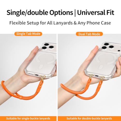 saxsion Side-Mount Phone Tether Tab, Metal Lanyard Patch, 360° Swivel Clip, 304 Stainless Steel, Won't Block Charging Port - color: Champagne Gold*4