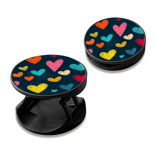 [2 Pack] Cell Phone Grip with Expanding Kickstand, Brown Heart - color: Brown Heart