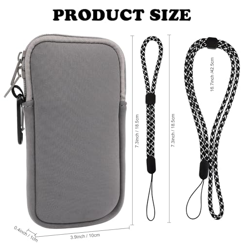 Pwsap Phone Sock, Universal Shock & Impact Resistant Neoprene Pouch with Carabiner and Lanyard Strap Sleeve Case for Hiking & Travelling Phone Bag Fits Phones up to 7 Inches, Light Gray, M - color: Light gray, size: M