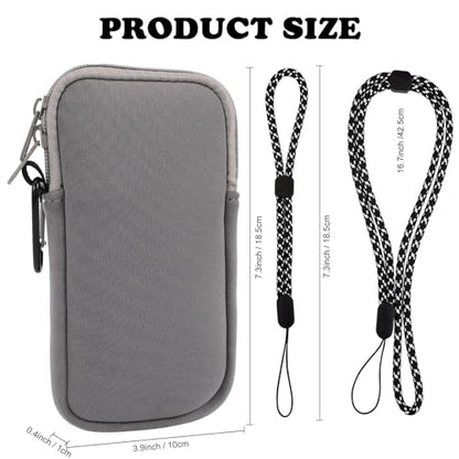 Pwsap Phone Sock, Universal Shock & Impact Resistant Neoprene Pouch with Carabiner and Lanyard Strap Sleeve Case for Hiking & Travelling Phone Bag Fits Phones up to 7 Inches, Light Gray, M - color: Light gray, size: M