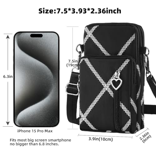 Small Crossbody Bag for Women - Mini Phone Purses with Crossbody Strap and Wallet - Nylon Arm Bag - color: B-white Stripes