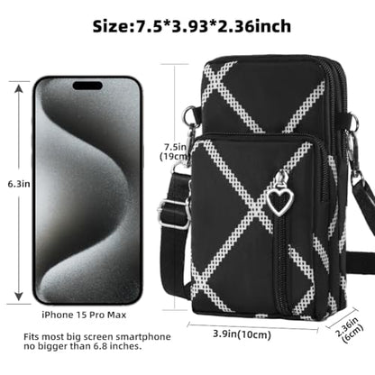 Small Crossbody Bag for Women - Mini Phone Purses with Crossbody Strap and Wallet - Nylon Arm Bag - color: B-white Stripes