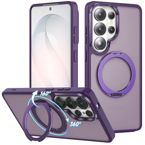Cresee Case for Samsung Galaxy S26 Ultra, 360° Magnetic Ring Stand Compatible with Magsafe, Matte Translucent Hard Back + TPU Bumper Shockproof Phone Cover with Magnets for S26 Ultra - Purple Frost - color: Purple Frost, size: Galaxy S26 Ultra