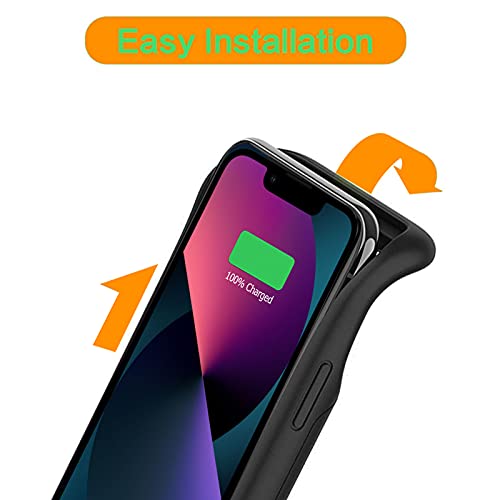 Battery Case for iPhone 13, Enhanced 7000mAh Ultra Thin Portable Protective Smart Charging Case Support Carplay Compatible with iPhone 13 (6.1 inch) Rechargeable Extended Battery Charger Case (Black) - size: iPhone 13-7000mAh