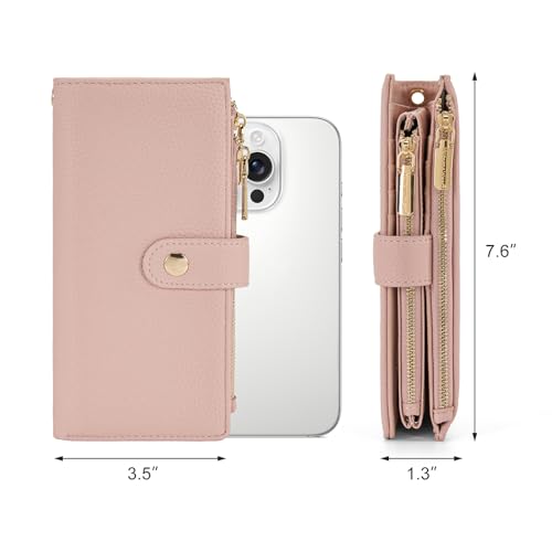 Montana West Pink Wallets for Women Bifold Wallet Wristlet Large Capacity Clutch Phone Wallets, Card Cases & Money Organizers Ladies Female Credit Card Wallet with ID Window for Valentine's Day - color: Pink