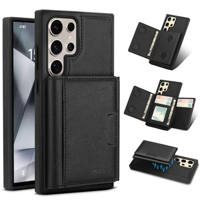 for Samsung Galaxy S23 Ultra Wallet Case, 2-in-1 Detachable Magnetic Wallet Case, Card Holder RFID Blocking, Fashionable Faux Leather Card Slot & Folding Design (Black) - color: Black, size: Samsung Galaxy S23 Ultra