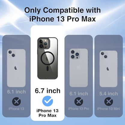 Supdeal Magnetic Clear Case for iPhone 13 Pro Max, [Compatible with MagSafe] [Non Slip Bumper & Not Yellowing] Military Grade Shockproof Transparent Silicone Phone Cover, 6.7", Black - color: Black, size: iPhone 13 Pro Max