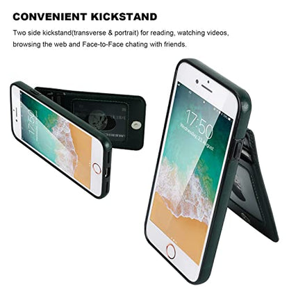 KIHUWEY for iPhone SE/8/7 Wallet Case Card Holder, Dark Green - color: Dark Green