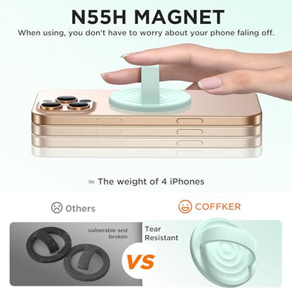 Magnetic Phone Grip for MagSafe, Silicone Ring Grip, Mint Green - color: Mint Green