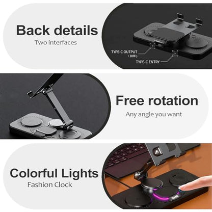5 in 1 Wireless Charging Station - Bye-Bye Cable Mess & from Desk to Bedside, All-in-One Wireless Charging Dock for iPhone 17/16/15/14/13/12, Watch, AirPods White