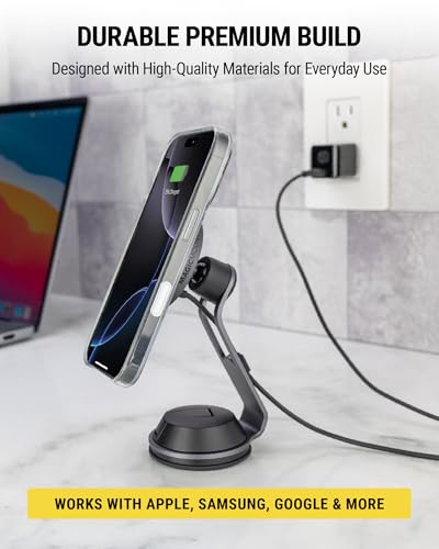 Scosche MagicMount Charge Pro Qi2 Home/Office MagSafe Suction Mount, 15W Fast Wireless Charger Magnetic Cell Phone Holder Compatible with iPhone 16/15/14/13/12 Pro Max Plus and Samsung Galaxy S25 - size: Circle, style: Home / Office Suction