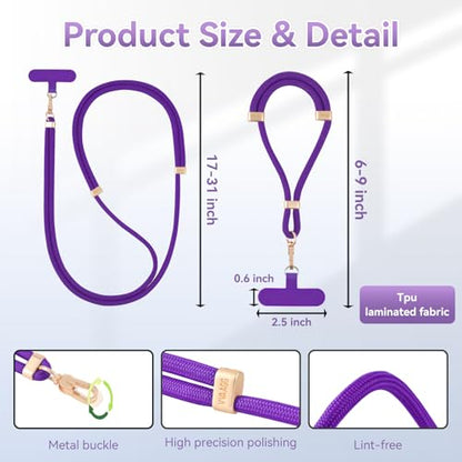 VVAAGG Cell Phone Lanyard for iPhone Crossbody Phone Strap - color: Dkpurple
