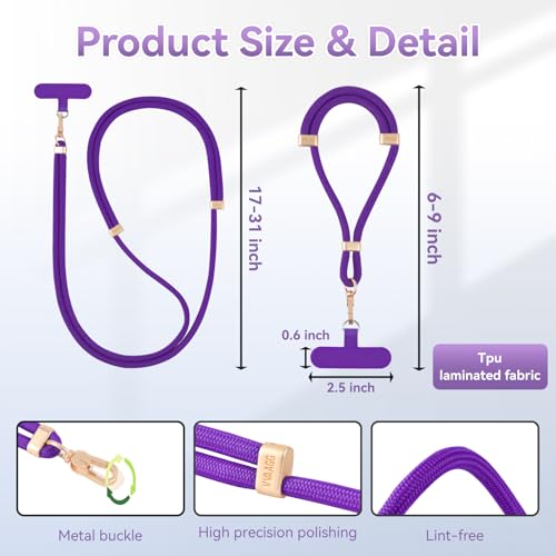 VVAAGG Cell Phone Lanyard for iPhone Crossbody Phone Strap - color: Dkpurple