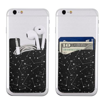 Black Constellations Phone Credit Card Holders Sleeve Adhesive Wallet Compatible with Most Back of Phones - color: Black Constellations