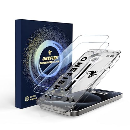 OneFish for iPhone 15 Pro Max Tempered Glass Screen Protector, Auto Dust-Elimination Installation, Easy Installation, Dynamic Island Compatible, Bubble Free, HD Clear - size: iPhone 15 Promax - HD Clear