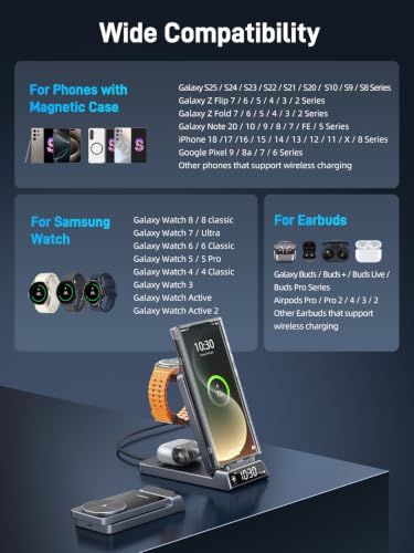 Magnetic Wireless Charger for Samsung, Nightstand Travel Android Charger - color: Black