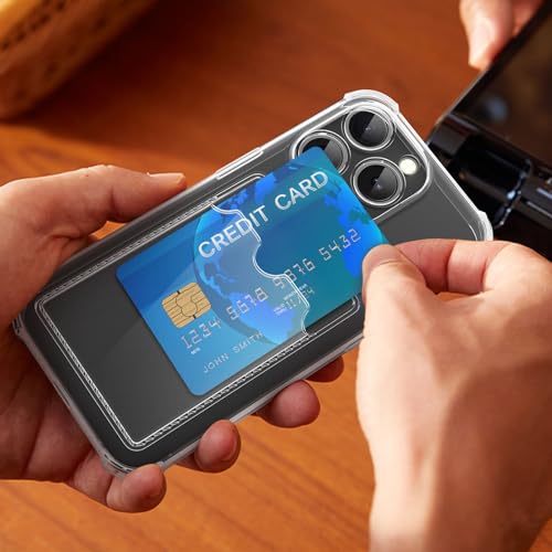 Design for iPhone 16 Pro Case with Card Holder, Wallet Case Clear Slim Soft Protective Cover Shockproof Anti-Scratch Phone Card Case for iPhone 16 Pro - size: iPhone 16 Pro
