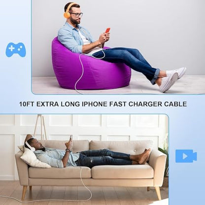 [Apple MFi Certified] Fast iPhone Charger 10FT,Extra Long Charger