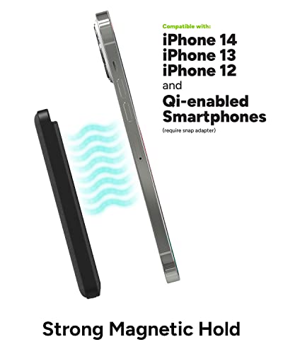mophie Snap+ Juice Pack Mini - Wireless Portable Magnetic Charger with 5000 mAh Internal Battery, Compatible with MagSafe & Qi-Enabled Smartphones, Works with Apple, Samsung, and Google Phones, Black