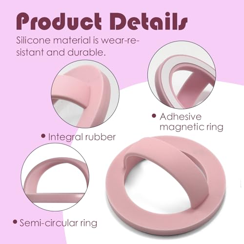 Magnetic Silicone Ring Grip Phone Holder, Rotating Finger Loop Ring Grip Holder, Soft and Portable, Strong Magnetic Attraction, Compatible with Magsafe for iPhone and Samsung Case (Pink) - color: Pink