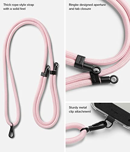 Ringke Holder Link Black, Adjustable Crossbody Strap with Cell Phone Tether Tab, Universal Multifunctional Lanyard Patch - color: Pink