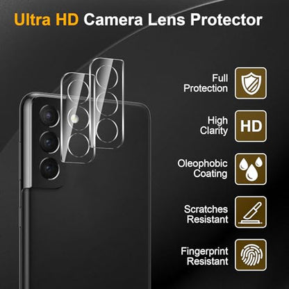 2 Pack Privacy Screen Protector for Samsung Galaxy S21+/S21 Plus With 2 Pack Camera Lens Protector, Anti Spy Tempered Glass Film, 9H Hardness, Black Protector, Anti-Scratch, Bubble Free - size: Galaxy S21+/S21 Plus FK22