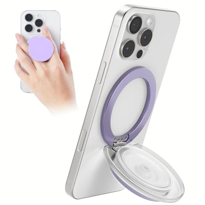 Grippopso for MagSafe Phone Grip, Magnetic Phone Grip Holder Phone Stand - color: Translucent Purple