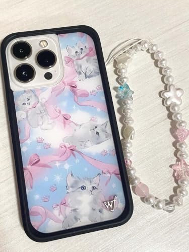 Beaded Phone Charm Lanyard Strap Girly Style Fixed Beads Pearl Lanyards - color: PH-hdcy-1