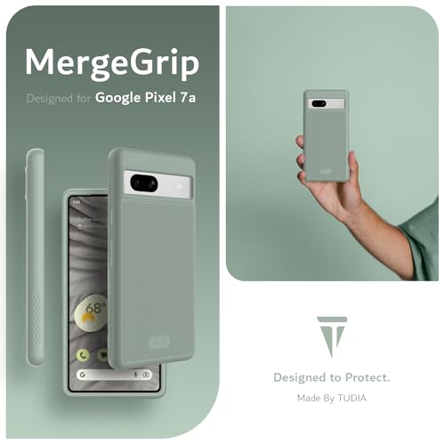 TUDIA MergeGrip [Dual Layer] Google Pixel 7a Case (2023), [Military Grade Drop Tested] Raised Edge for Screen&Camera Protection Slim Tough Heavy Duty 7A Phone Cases Cover - Green Lily - color: Green Lily, size: Standard Pixel 7a
