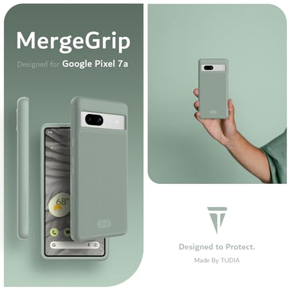TUDIA MergeGrip [Dual Layer] Google Pixel 7a Case (2023), [Military Grade Drop Tested] Raised Edge for Screen&Camera Protection Slim Tough Heavy Duty 7A Phone Cases Cover - Green Lily - color: Green Lily, size: Standard Pixel 7a