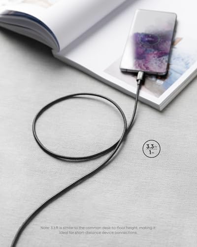Anker USB C to USB C Cable, 100W Fast Charging Cable(2-Pack, 3.3 ft, Black) - color: Black, size: 3ft
