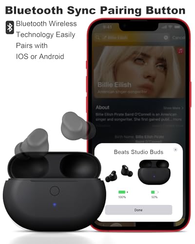 Charging Case Replacement for Beats Studio Buds - Earbuds Charger Case with Bluetooth Pairing Sync Button, 660mAh Battery (Earbuds Not Included) - color: Beats Studio Buds Black