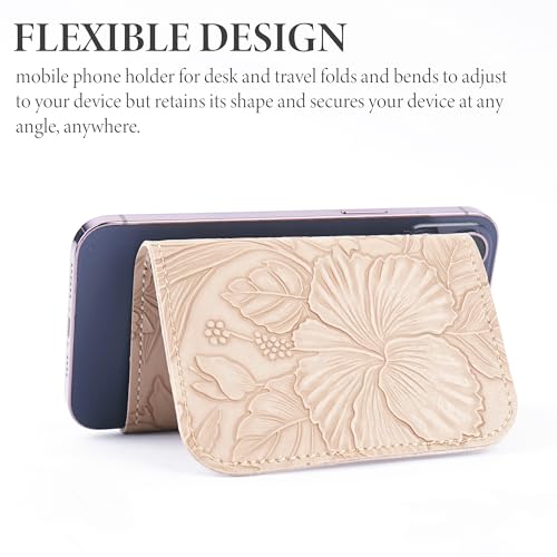 Airplane Travel Essentials for Flying Flex Flap Cell Phone Holder & Flexible Tablet Stand for Desk, Bed, Treadmill, Home & in-Flight Airplane Travel Accessories(1-Carved Apricot) - color: 1-Carved Apricot