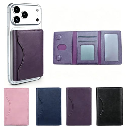 Card Holder for Phone Case, Stick on Phone Wallet, 6 Card Holder - color: Purple