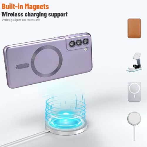 Magnetic for Samsung Galaxy S21 Plus Case,Soft Silicone Slim Fit Anti-Scratch Phone Case Cover with Camera Protection,Compatible with MagSafe,Light Purple - color: Light Purple, size: S21 Plus
