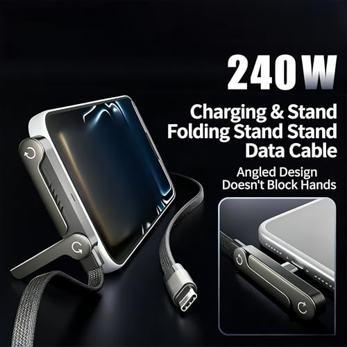 Invisible Holder Charger Cable, 240W PD Fast Charging, 4.9FT - size: 2PCS ( C to C & C to Lightning )