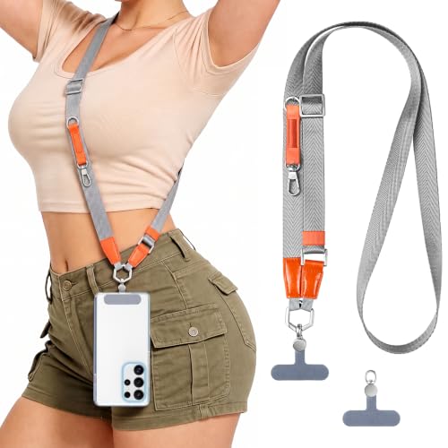Phone Lanyard, Adjustable Anti-Theft Neck Strap, Gray - color: Gray