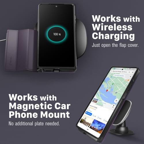 VENA vCommute for Samsung Galaxy S25 Ultra Wallet Case, Purple | Military-Grade Drop Protection, Premium Leather Magnetic Flap Cover, Hidden Card Holder, RFID Blocking, Multi-Angle Kickstand - color: Purple, size: S25 Ultra