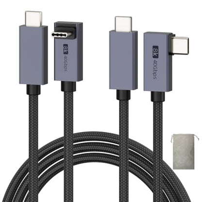 USB4 240W Right Angle USB C Cable 3.3ft (2-Pack) - 40Gbps USB-C to USB-C with Pouch, Thunderbolt 4/3 & PD Charging for MacBook Pro, iPhone 17, Gaming Monitor (Black) - color: 2-Pack,3.3FT