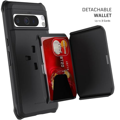Ghostek Exec Pixel 8 Pro Wallet Case, Detachable Magnetic Credit Card Holder, Kickstand, Compatible with Wireless Charging (6.7 Inch, Black) - color: Black, size: Pixel 8 Pro