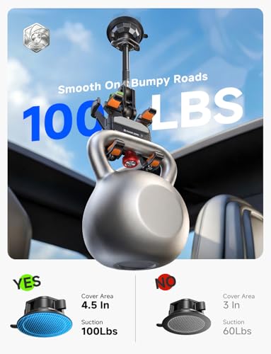 MAGIC JOHN Metal Car Phone Holder 360° Rotation Suction Mount Windshield