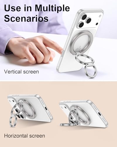 Magnetic Phone Grip Stand for Back of Phone, Pixel 10 Pro Snap Ring Holder - color: Grey
