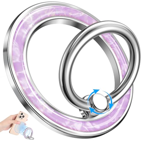 Magnetic Phone Ring Holder, Cell Phone Grip Stand, Purple Conch - color: Purple Conch