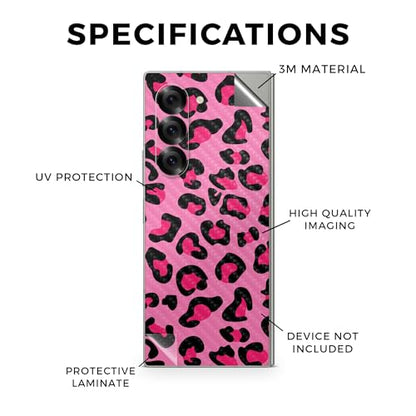 Carbon Fiber Phone Skin Compatible with Samsung Galaxy Z Fold 6 - Pink Leopard - Premium 3M Vinyl Protective Wrap Decal Cover - Easy to Apply | Crafted in The USA by MightySkins - color: Pink Leopard, style: Carbon Fiber Textured Finish