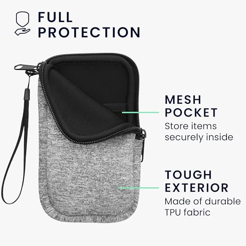 kwmobile Universal Phone Pouch Size L - 6.5" - Neoprene Smartphone Pouch with Zip - Water-Repellent Mobile Phone Case - Sleeve in Light Grey Matte/White - color: light grey matte / white, size: L - 6.5"
