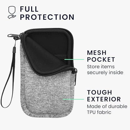 kwmobile Universal Phone Pouch Size L - 6.5" - Neoprene Smartphone Pouch with Zip - Water-Repellent Mobile Phone Case - Sleeve in Light Grey Matte/White - color: light grey matte / white, size: L - 6.5"