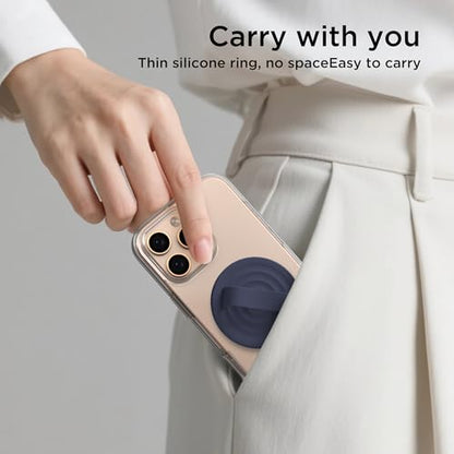 Magnetic Phone Grip for MagSafe, Silicone Ring Grip, Midnight Blue - color: Midnight Blue