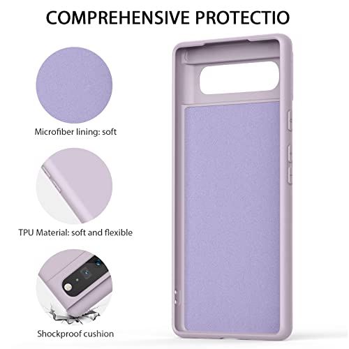 Silicone Phone Case Compatible with Google Pixel 6, Soft Protective Smart Phone Case for Women Men, Durable Anti-Scratch Shockproof Phone Cover Lilac - color: Lilac